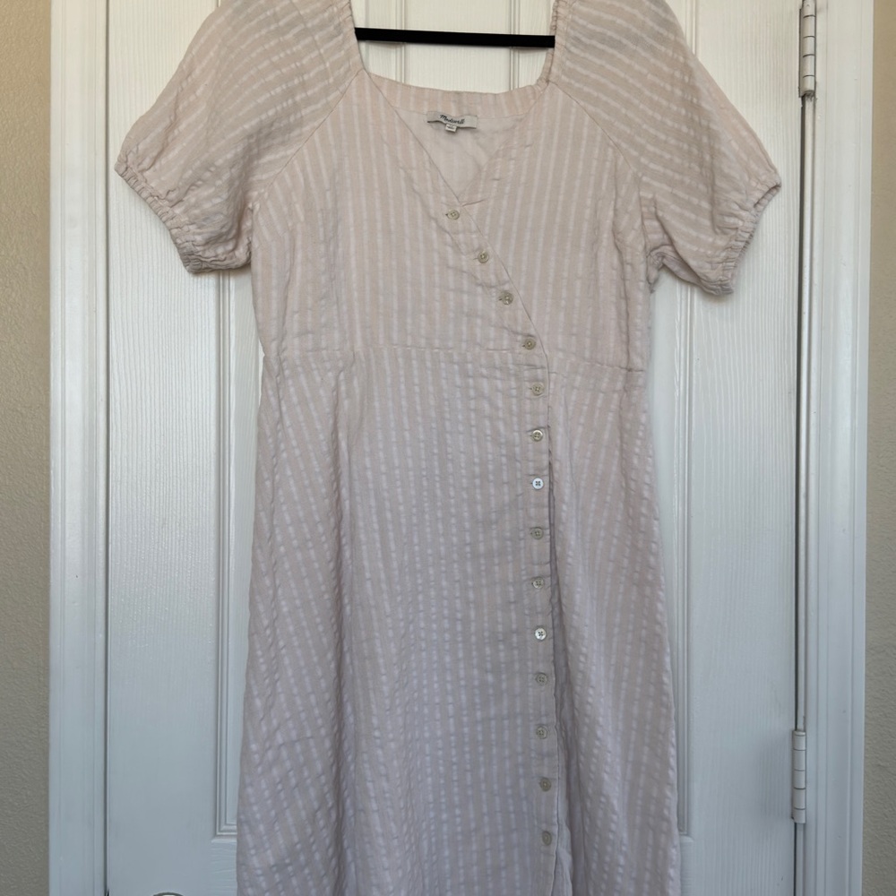Madewell Cream Striped Midi Dress